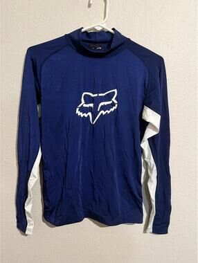 Fox Racing Long Sleeve Navy Blue Athletic Shirt Size Large